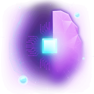 IA Microprocesador central iluminado con circuitos y redes de datos abstractas, que representa el motor de Inteligencia Artificial contextual.